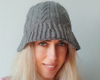 Fall Hats for Women, Knitted Bucket Hat, Warm Soft Acrylic Wide Brim Cable Knit Fisherman Caps, Foldable Bucket Hat Black, Winter Gifts