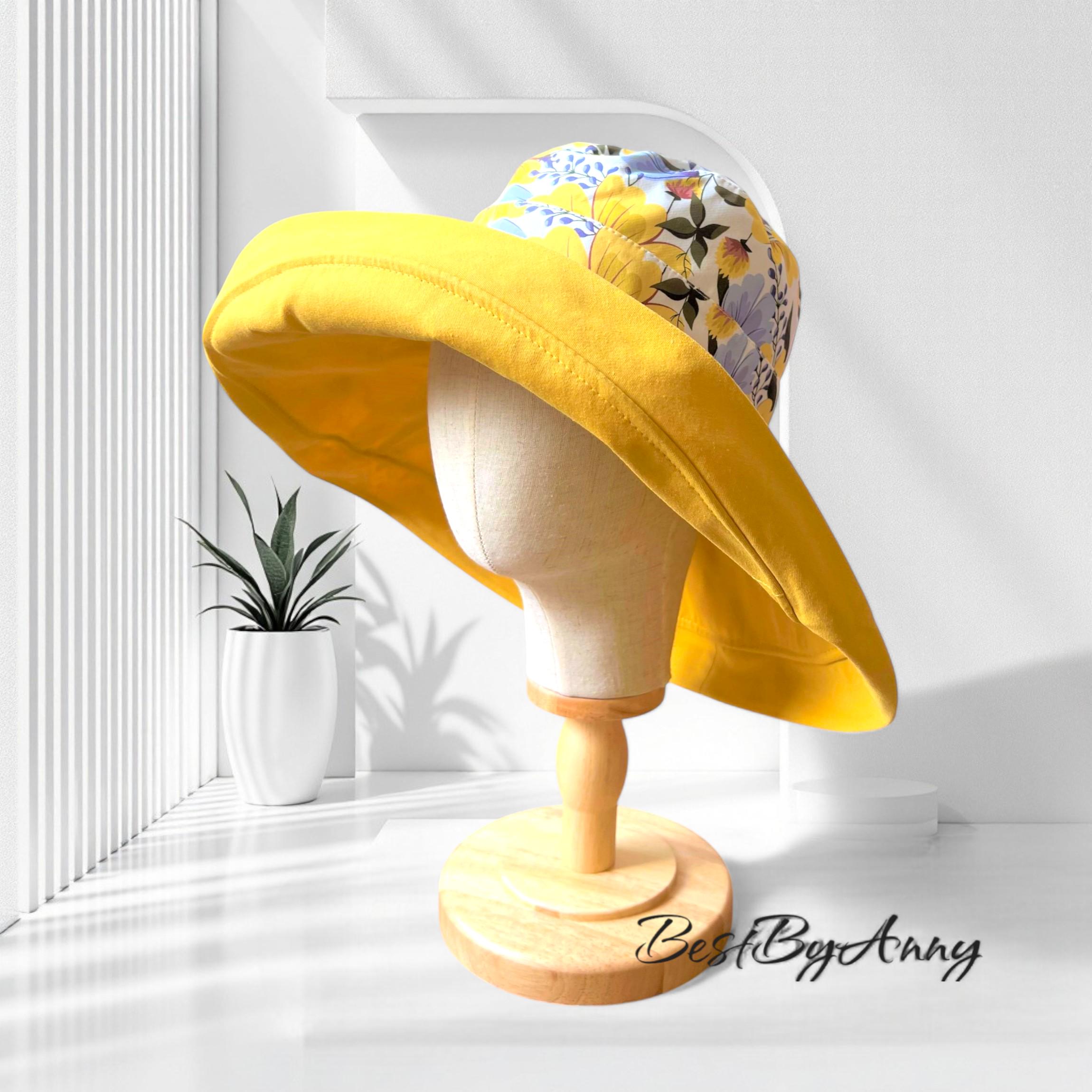 100% Cotton Spring/summer Wide Brim Bucket Hat, Wildflower 