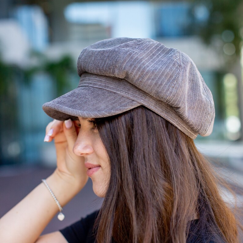 Brown Newsboy Cap Corduroy Hat Womens Fabric Hat Baker Boy Etsy