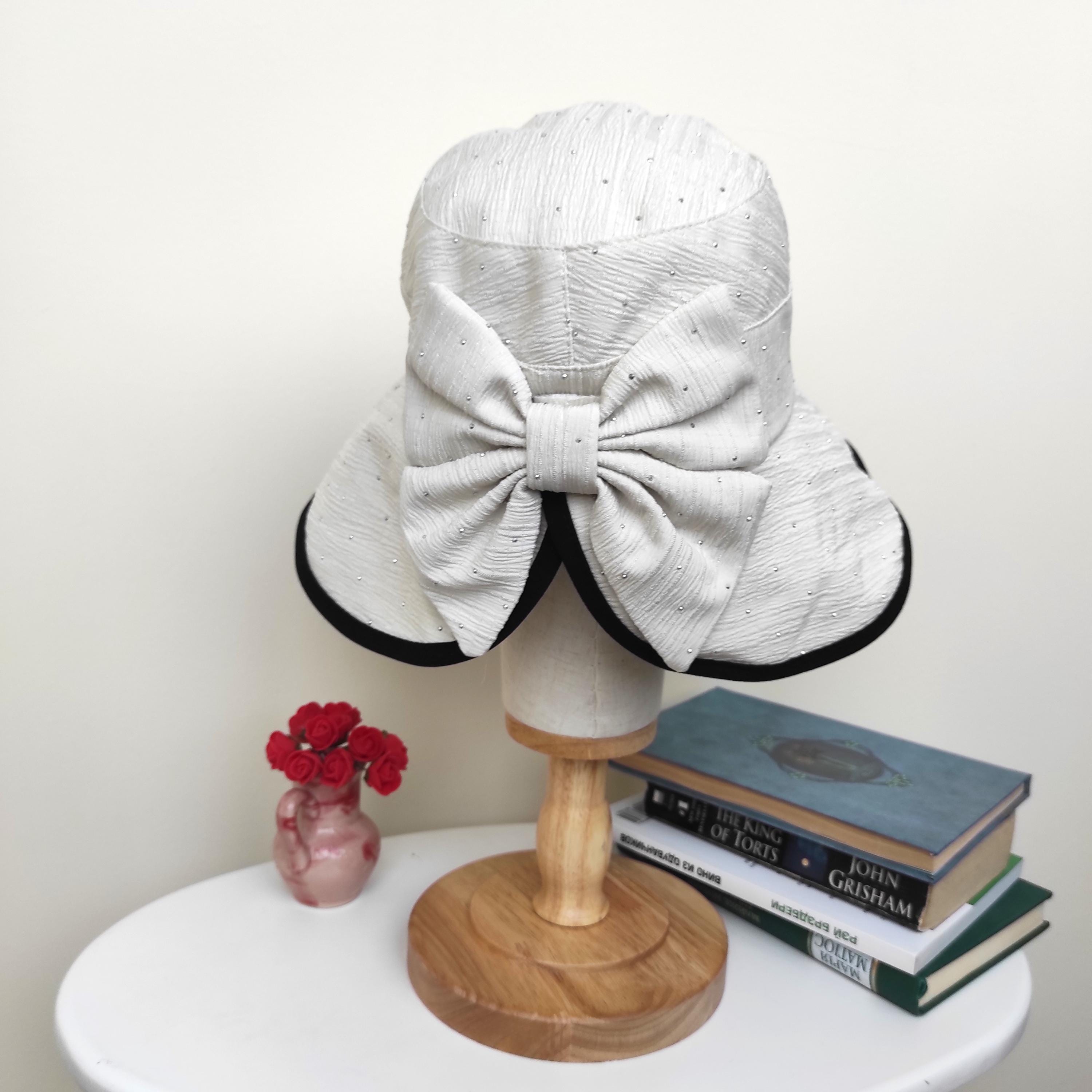 Womens Foldable 1920s Vintage Cloche Bucket Hat With Bow 
