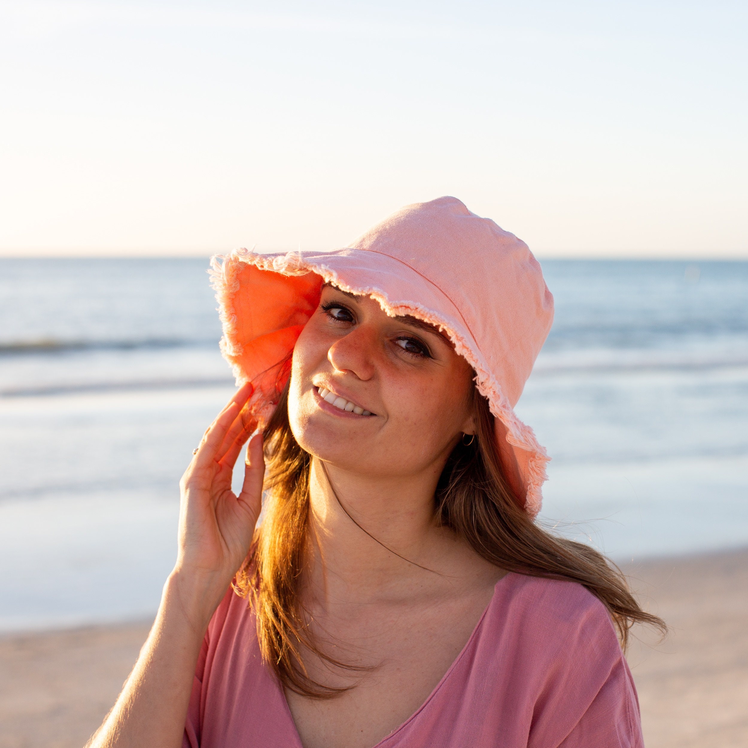 Vtg Gap Beach Bucket Hat, Bright Pink and Orange,  Sunhat , Unisex Cute Grapefruit Bucket Hat for Men Women,Packable Reversible  main image 2