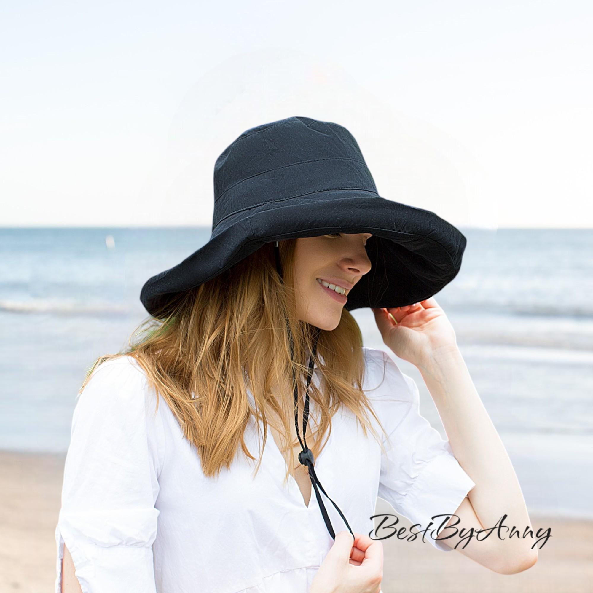 Adjustable Extra Wide-brim Foldable Bucket Hat for Women 