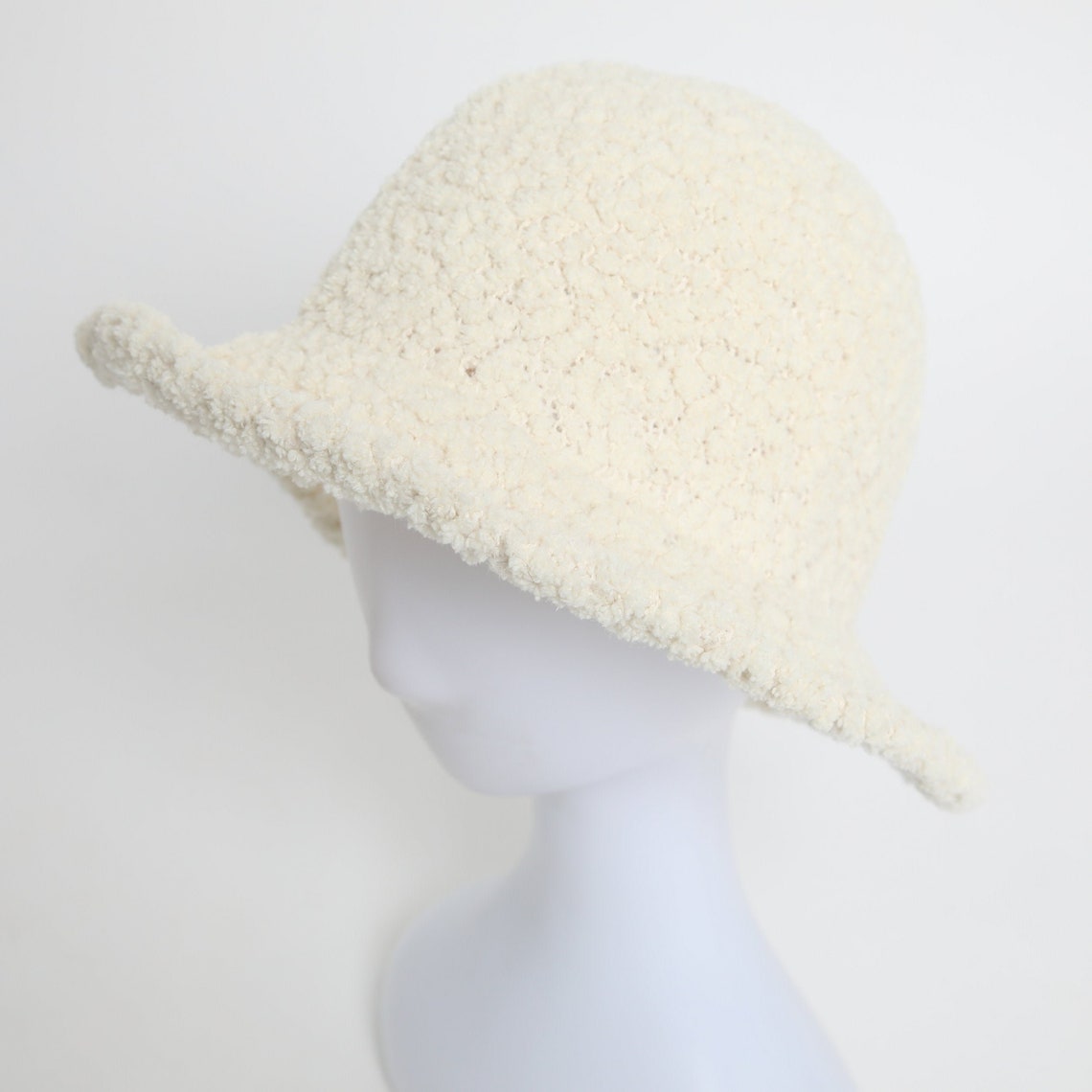 White Bucket Hat Fluffy Bucket Hat Women Winter Faux Fur Etsy