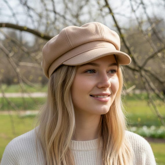 Women\'s Newsboy Cap Fiddler Caps Classic Beret Hat Fisherman Flat Hats Beige Womens Baker Boy Cap, Newsboy Newsie Paperboy Fiddler Cabbie  main image 4