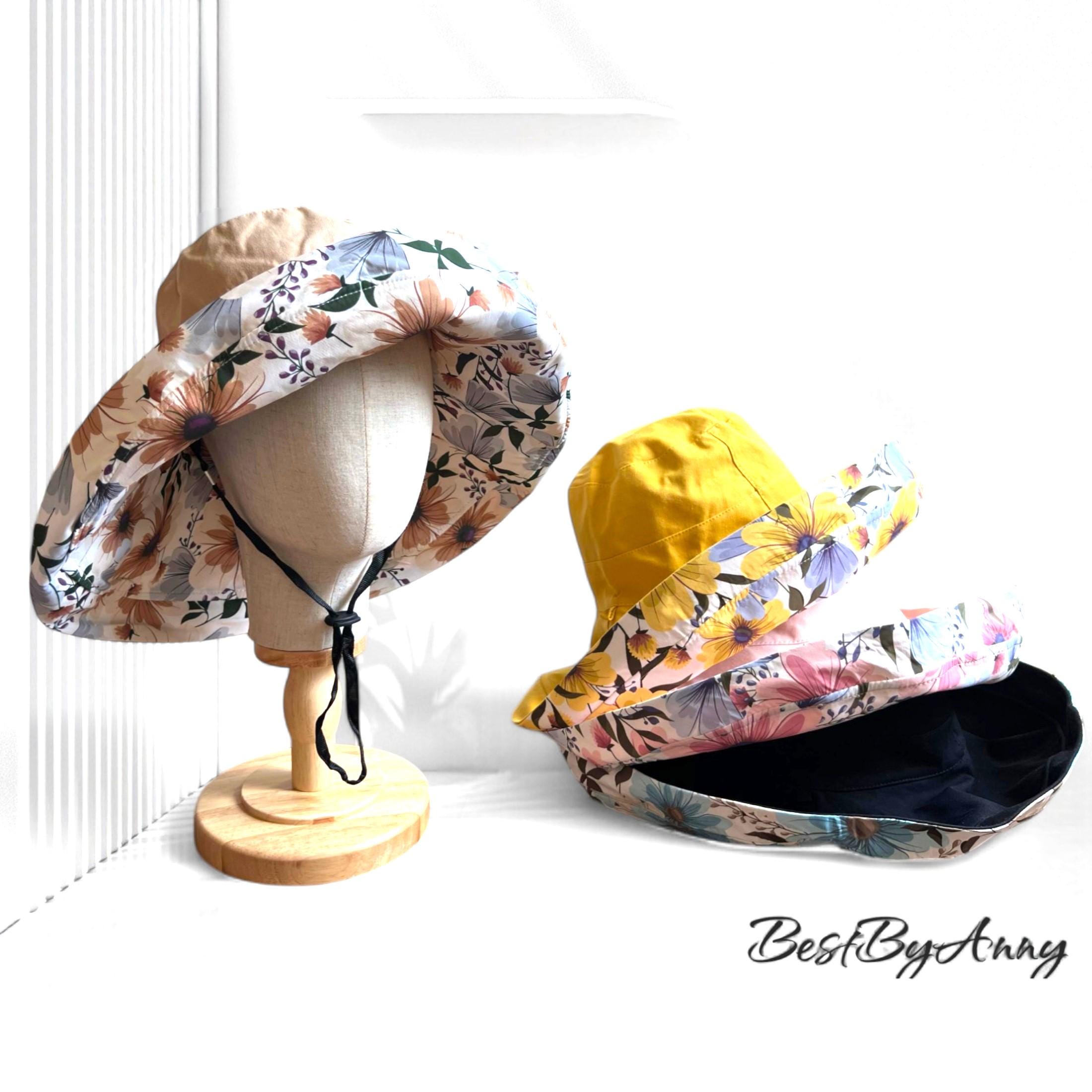 Reversible Wildflower Print Bucket Hat Unisex Sun Protection Foldable 100% Cotton Spring/summer Wide Brim Bucket Hat, Wildflower  main image 2