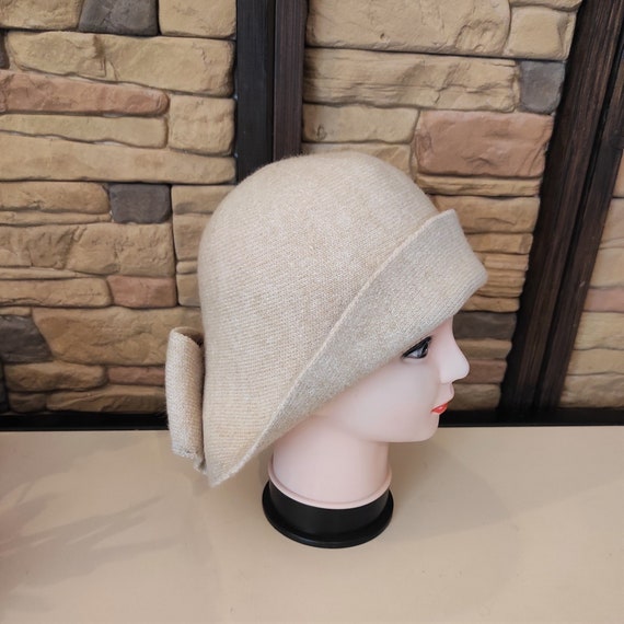 Women Winter Bell Shaped Hat, Elegant Wool Vintage Style 