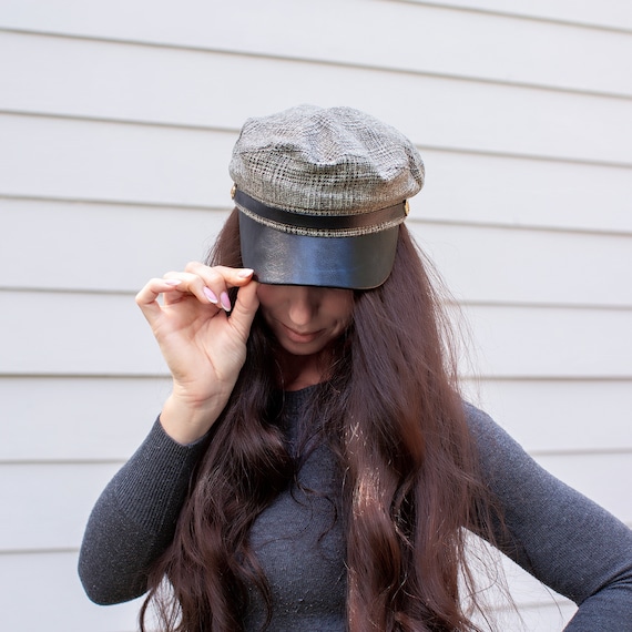 Goodbag Women Faux Leather Newsboy Hats Cap 8 Panel Cabbie Visor Beret Hat Ivy Caps
