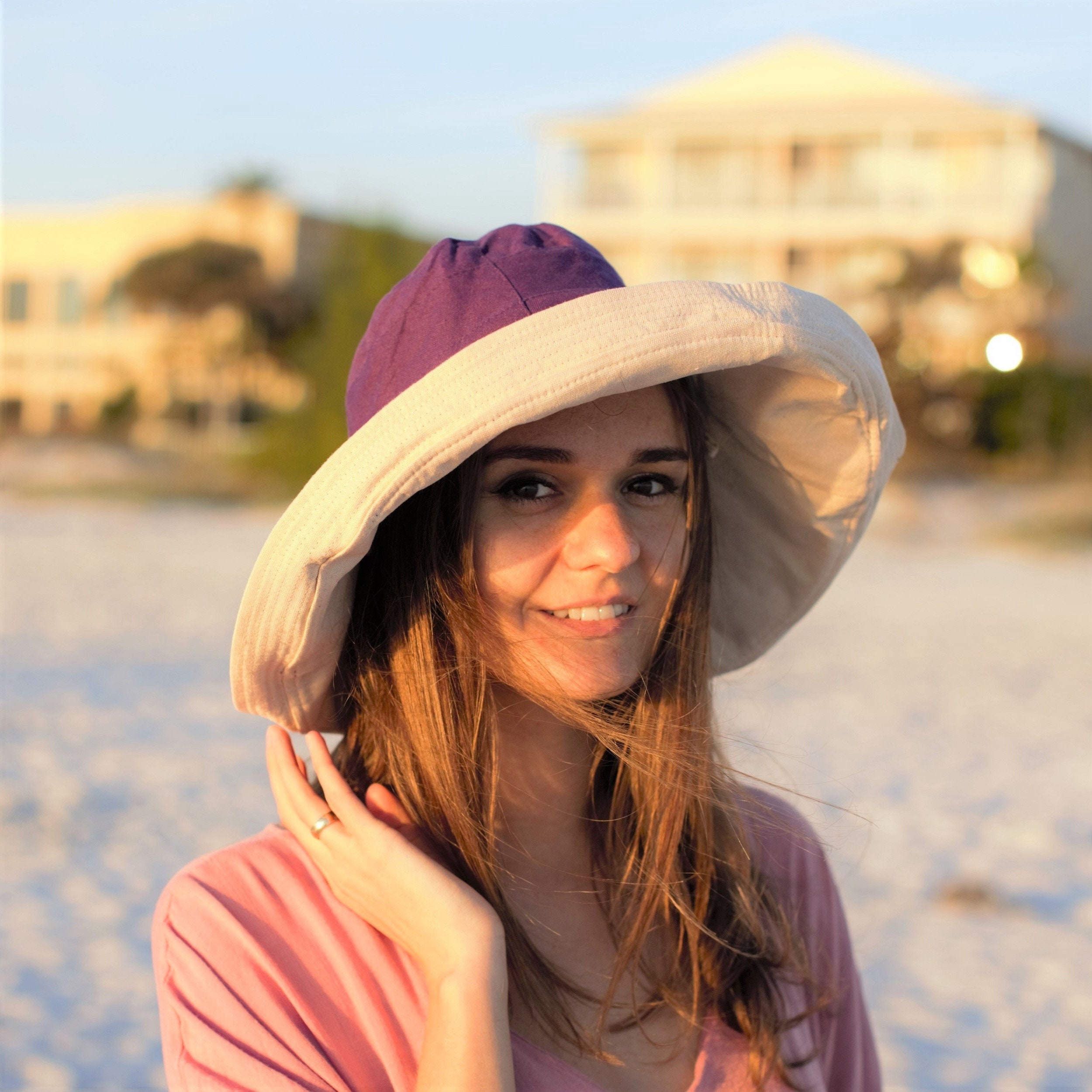 Reversible Wide Brim Bucket Hat for Woman Floppy Panama
