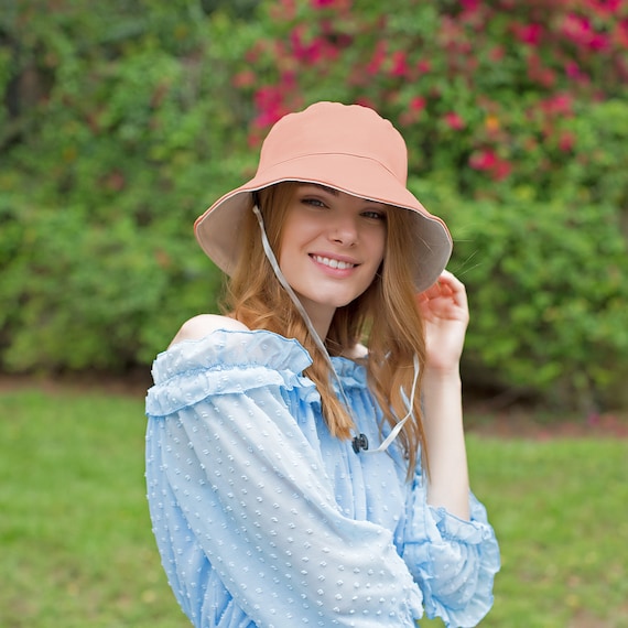 Sun Hat Wide Brim Hat Cotton Bucket Hat With Chin Strap Panama