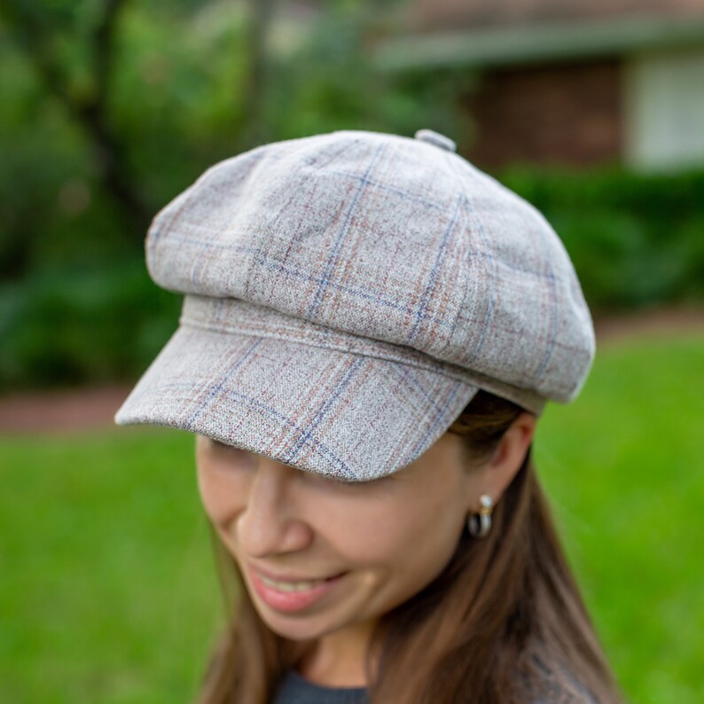 Black Newsboy Hat for Women Checked Fabric Visor Beret Hats Etsy