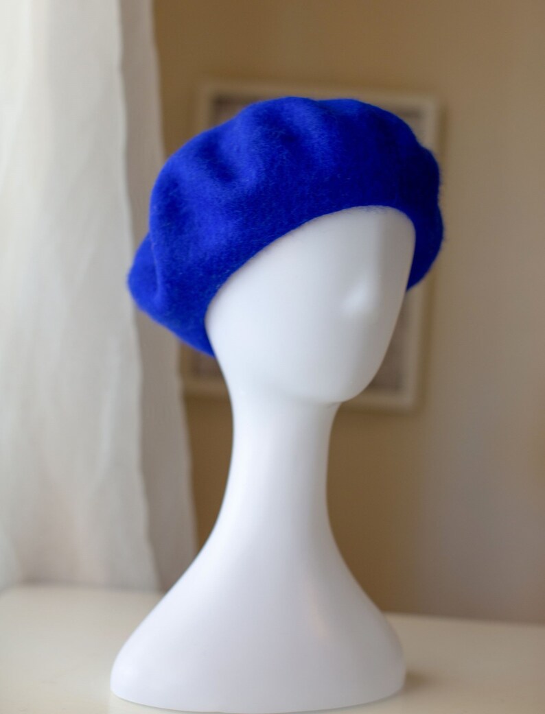 Cobalt Blue Winter Hat Navy Blue Beret Hat French Wool Etsy