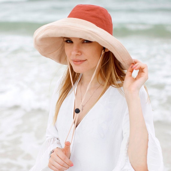 Wide Brim 5 Sun Hat Womens Bucket Floppy Beach 100% Cotton Wedding Hat  Wide Brimmed Sunhat Elegant Vacation Honeymoon Gift for Her