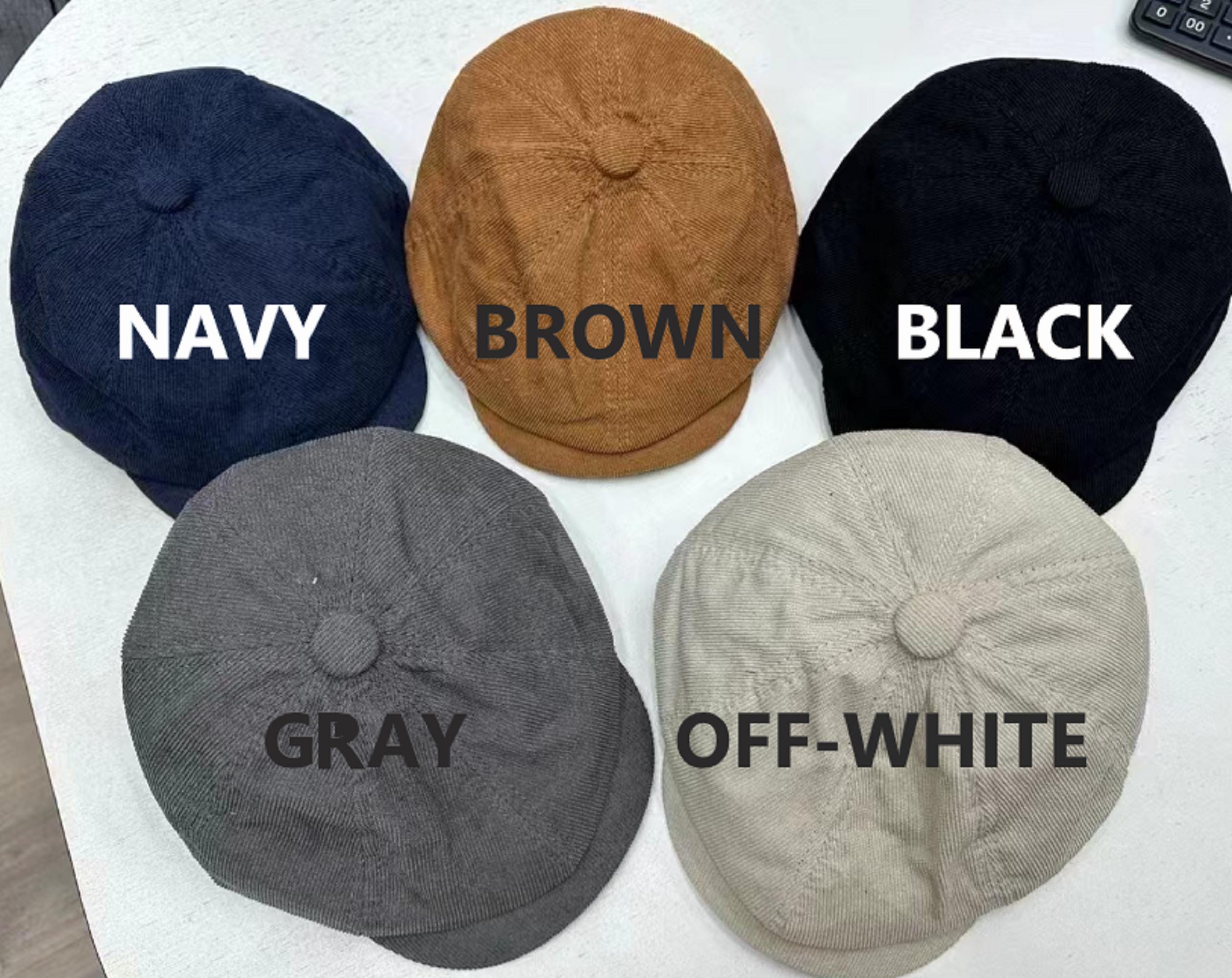 Black Corduroy Newsboy Hat Women, Flat Cap Baker Boy Cotton