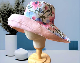 Colorful Panama Hat for Women with Chin Strap, Stylish Floral Reversible Sun Hat, Perfect Gardening Hat