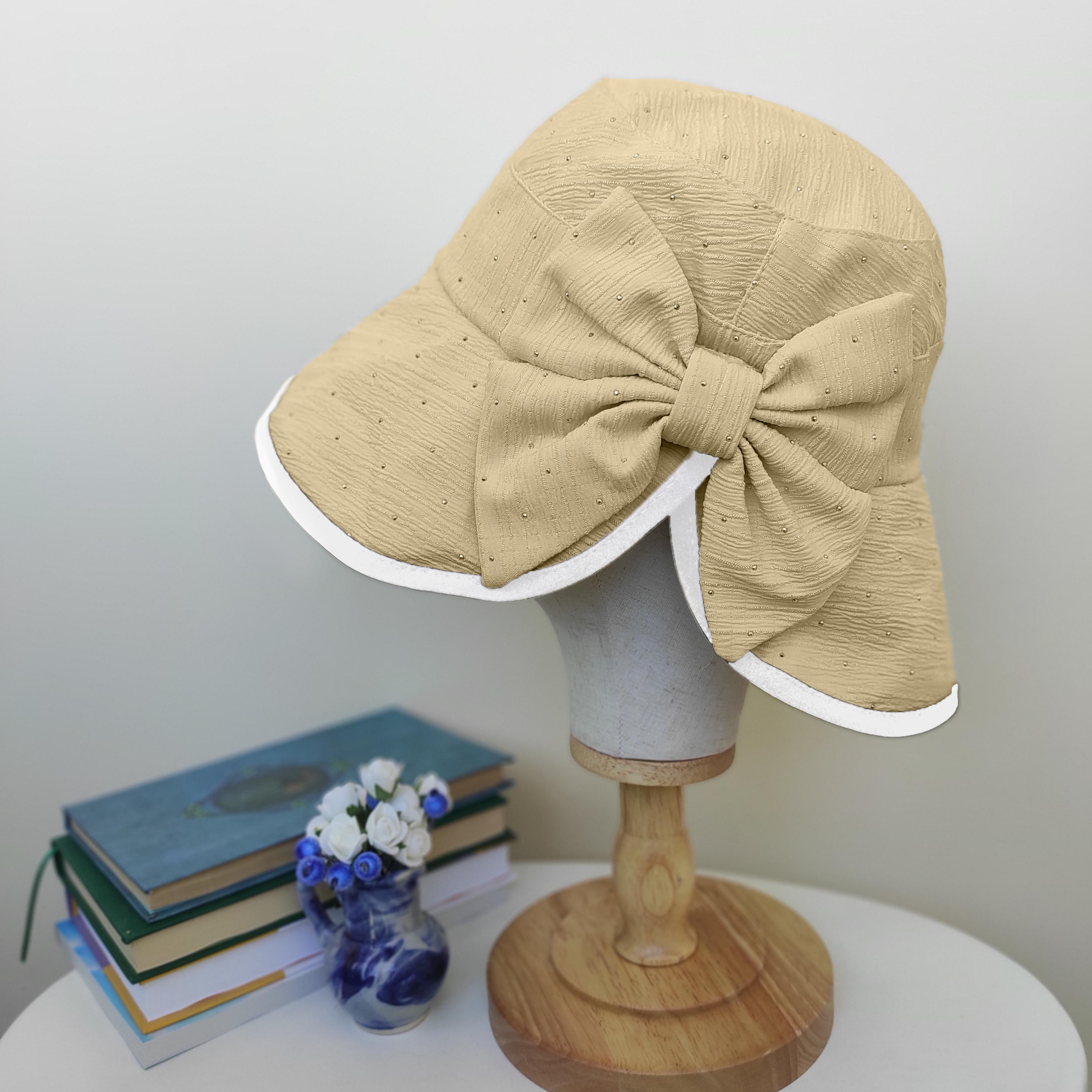 Vintage Cloche Bucket Hat Packable Fedora with Chin Strap Womens Foldable 1920s Vintage Cloche Bucket Hat With Bow  main image 2