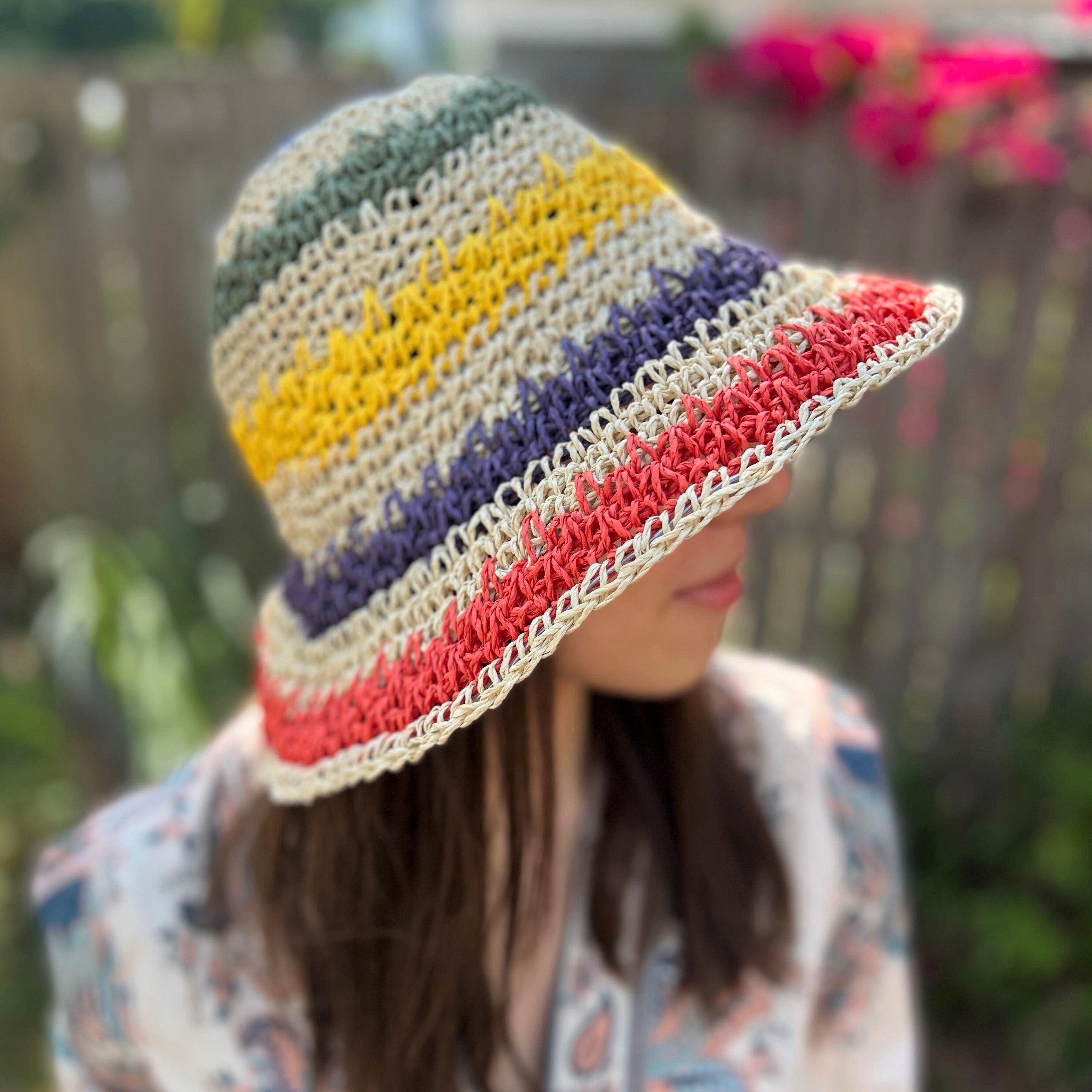 Womens Beach Hat Boho Straw Hat Rainbow Sun Hat Summer Beach 