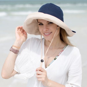 Wide Brim 5 Sun Hat Womens Bucket Floppy Beach 100% Cotton Wedding Hat Wide Brimmed Sunhat Elegant Vacation Honeymoon Gift for Her Blue