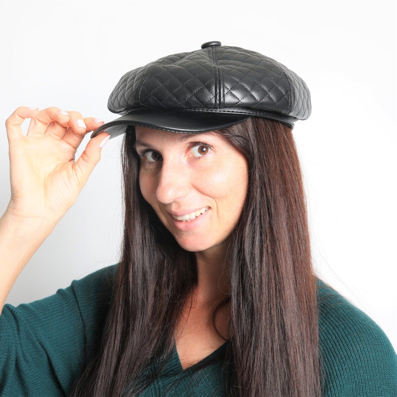 Leather Newsboy Caps for Women Baker Boy Hat PU Leather Visor Etsy