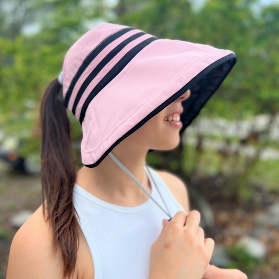 Wide Brim Bucket Hats for Women, Womens Sun Hat, Open Top Hat, Summer Hats Women, Ponytail Hat, Black Sun Hat, Pony Tail Hat, Messy Bun Hat