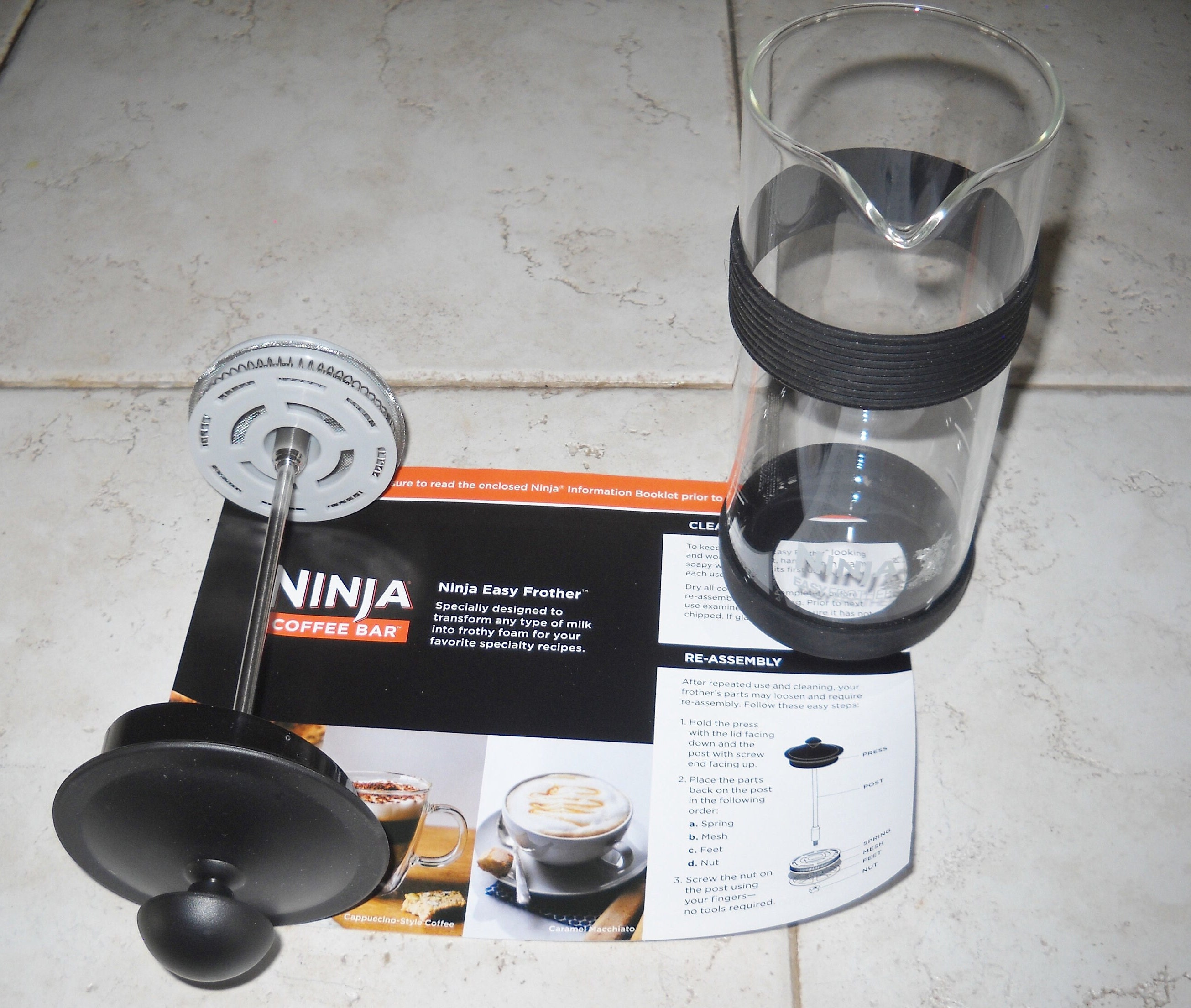 New Never Used Ninja Coffee Bar Easy Milk Frother Glass 