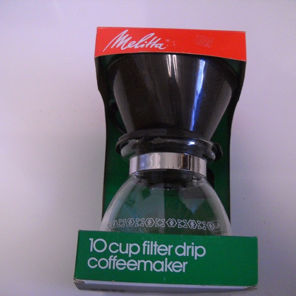 Vintage New Never Used Vintage Melitta Filter Drip Coffee Pot, Black Color 10 Cup Stove Top  Drip Percolator, In Original Box, INV718
