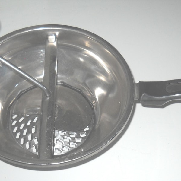 INOX, 18/8Stainless Steel, Foley STYLE Food Mill Processor, Purees, Mashing, Ricer, Strainer, Great For Canning, Safety Grip 7 3/4" x 3 1/2"