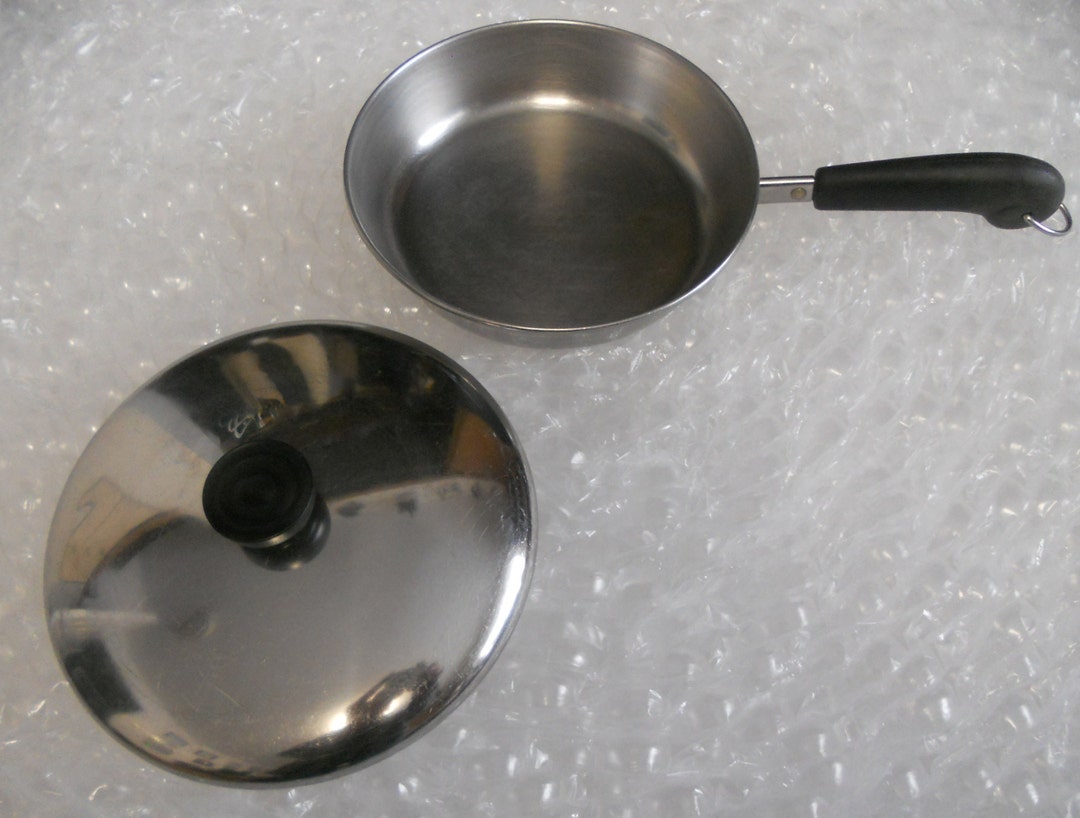 9 Vintage Perfect Revere Ware, Made USA, Stainless Steel / Copper Clad Bottom 9 Nine X 2 Frying