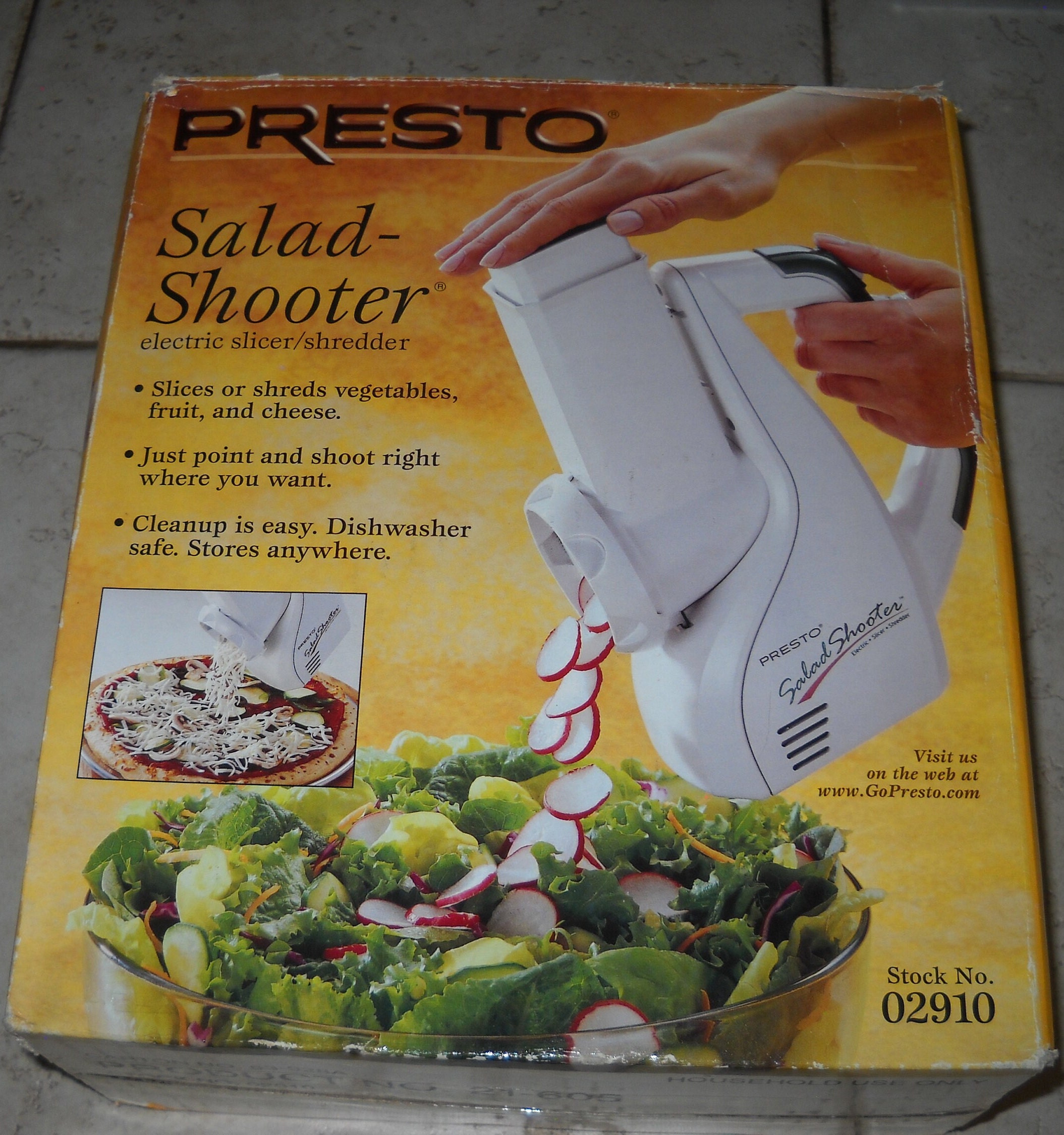 New Presto 02910 Electric 5 Piece Salad Shooter, Slicer, Shredder