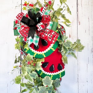 Watermelon Swag for Front Door, Wreath for Summer Front Door, Watermelon Swag Wreath, Wreath with Watermelon,