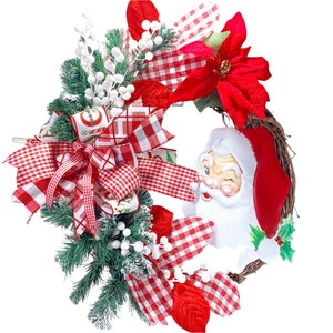 Christmas Wreath, Whimsical Santa Wreath, Front Door Wreath, Santa Face Wreath, Front Door Wreath, Old Saint Nick Wreath