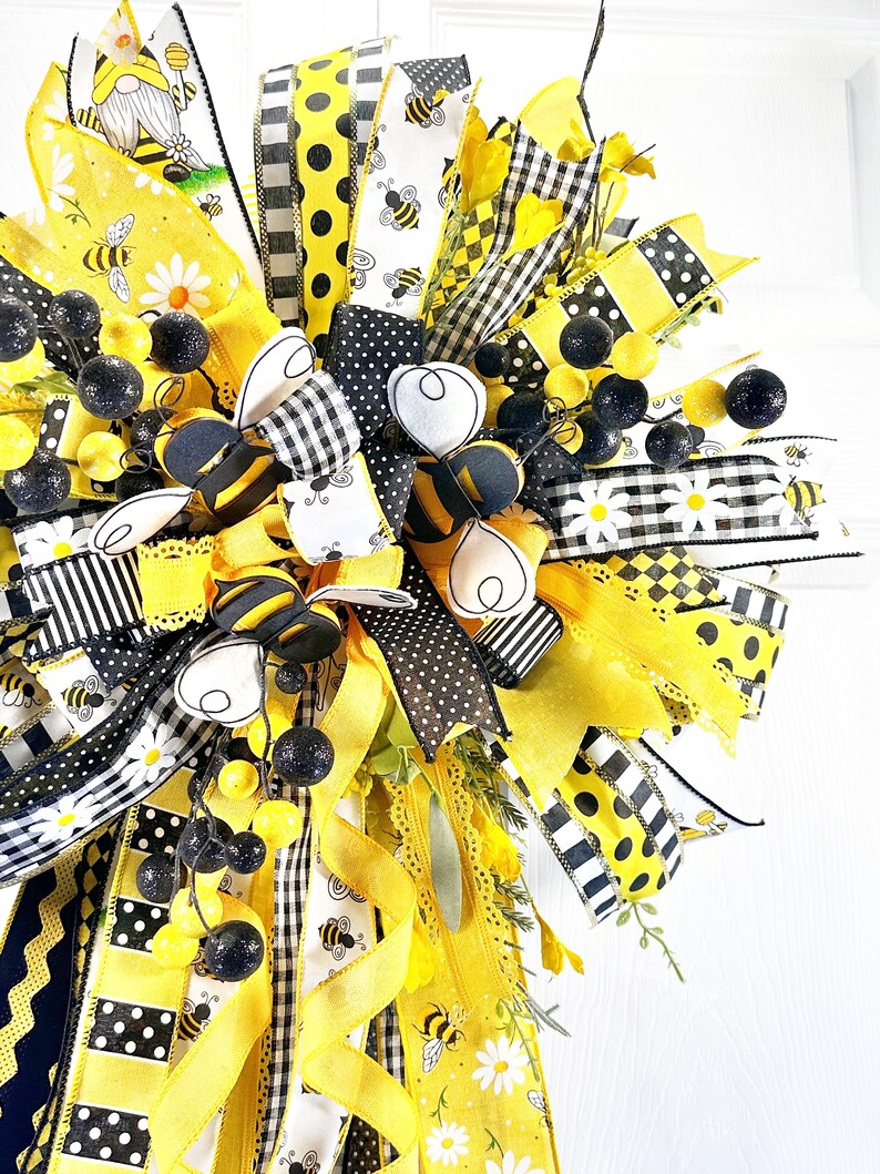 Bumble Bee Bow Front Door, Everyday Bow for Front Door, Xlarge Front