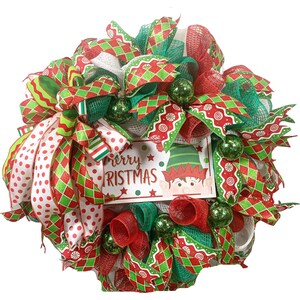 Christmas Elf wreath, Front Door Decoration, Christmas Decor, Holiday Wreath For Door, Whimsical Decoration
