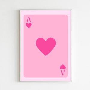 Ace of Hearts Print, Deck of Cards Poster, Lucky You Poster, Eclectic Print, Physical Print, Playing Card Print, Bar Cart Decor, Retro Art