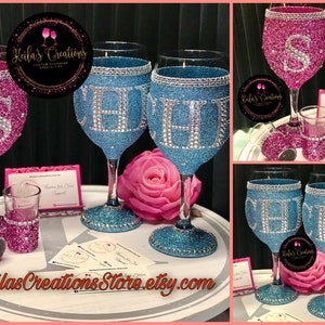 Keila&#39;s Original Rhinestone Monogram Wine Glass