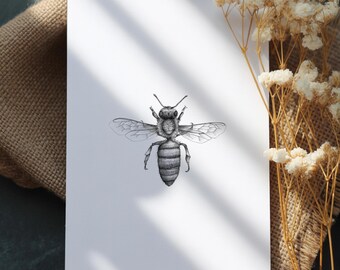 Bee Notecards: Pen and Ink Art - Hand Drawn Stationery Set