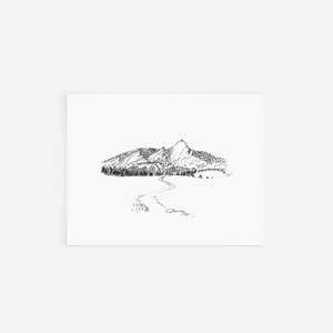 Tarjetas Flatirions, tarjetas y sobres en blanco, dibujos de la naturaleza a pluma y tinta, arte en blanco y negro, ilustraciones dibujadas a mano, papelería.