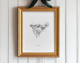 Sego Lily Print: Utah State Flower, Archival Ink Drawing