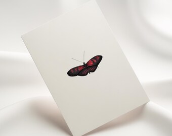 Red Postman Butterfly Notecard: Hand Drawn Pen & Ink Art