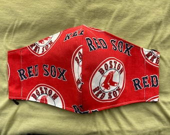Boston Red Sox MLB Face Mask, 100% Cotton with Filter Pocket, Handmade in USA, adult sizes & kid sizes, PM2.5 filter and Nose Wire optional
