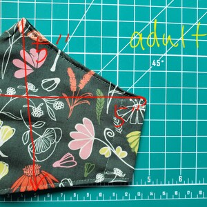 Black Cat Face Mask NEW DESIGN Japanese Neko cats and flowers print, 100% Premium/Organic Cotton, Handmade in USA, Optional Third Layer image 10