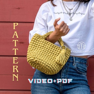 Crochet Bag Pattern, Crochet Handbag Pattern, Purse Pattern,Small Bag Pattern, Top handle bag pattern, Crochet Bag Tutorial, Video Pattern