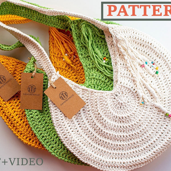 Crochet Round Bag Pattern, Bag Pattern, Crochet Pattern, Shoulder Bag Pattern, Crochet Bag Tutorial, How to make