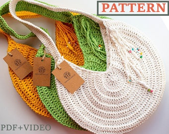 Crochet Round Bag Pattern, Bag Pattern, Crochet Pattern, Shoulder Bag Pattern, Crochet Bag Tutorial, How to make