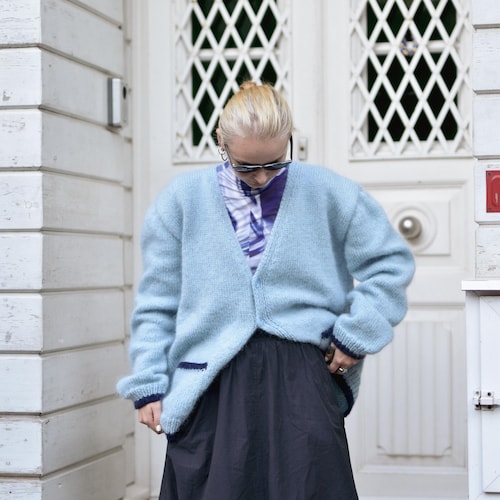 Blue Mohair Cardigan, Kurt Cobain Cardigan, Mens Blue Cardigan