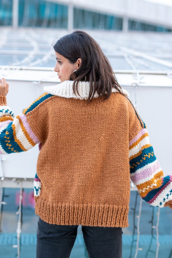 Patchwork Cardigan, Knit Cardigan, Crochet Cardigan, Colorful