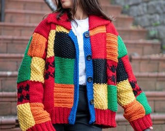 Harry Styles Cardigan, JW anderson cardigan, Harry Styles Sweater, Harry  Style Cardigan, patchwork cardigan