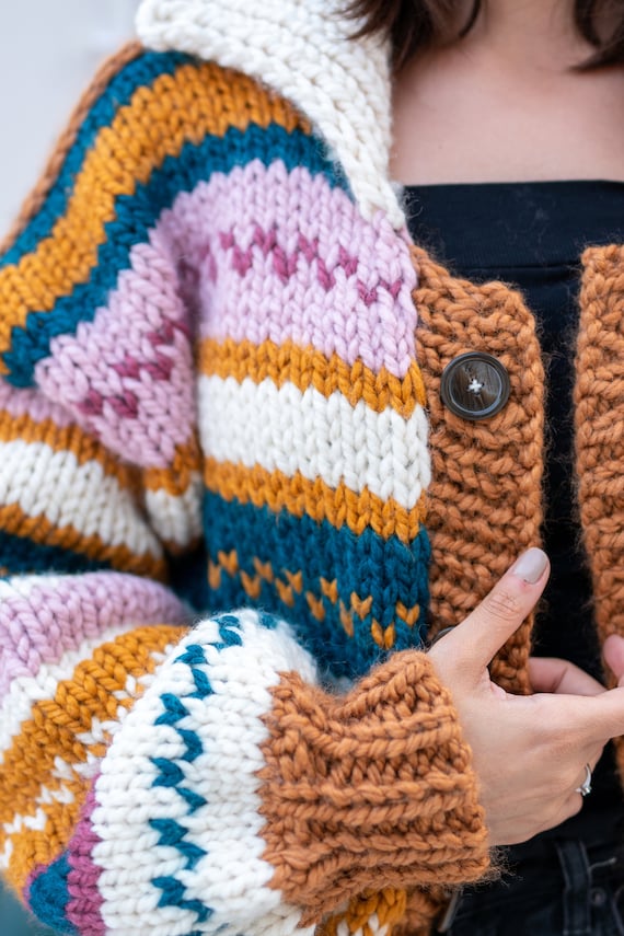 Patchwork Cardigan, Knit Cardigan, Crochet Cardigan, Colorful