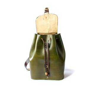 Mini Backpack, Women's Leather Backpack, Green Genuine Leather Backpack, Cute Backpack, aesthetic travel backpack image 6