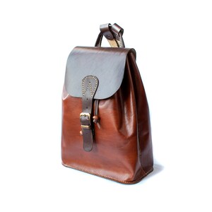 Brown Leather Backpack, women genuine leather backpack image 4