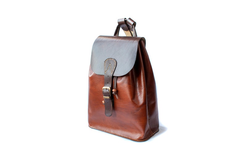 Brown Leather Backpack, women genuine leather backpack image 4